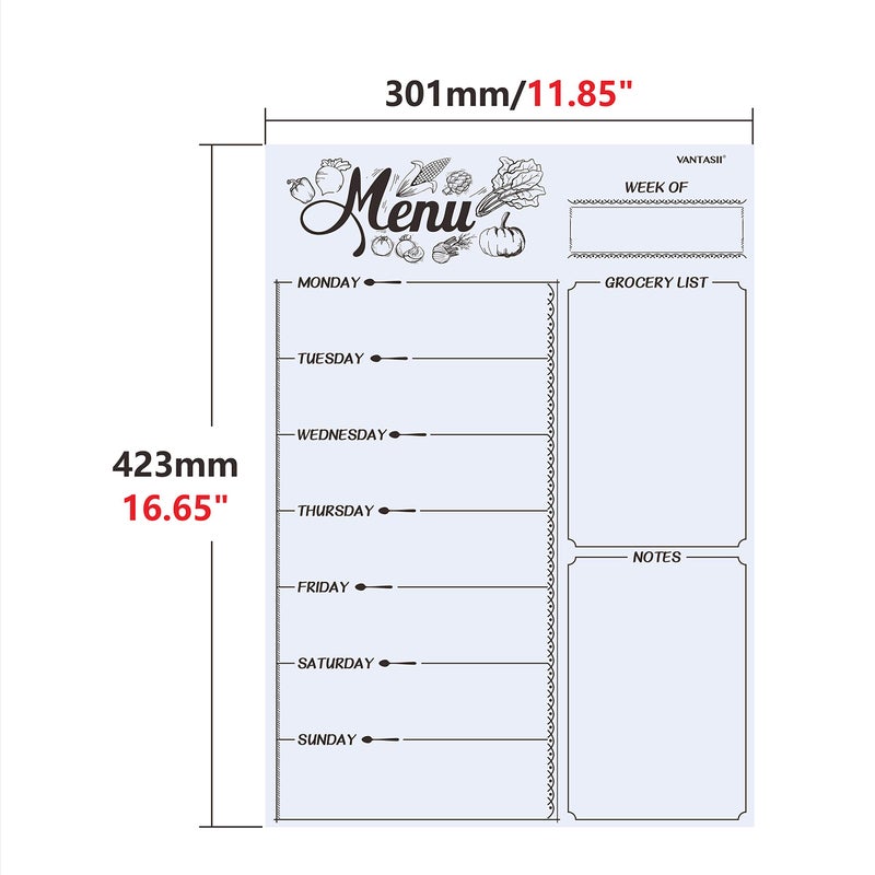 Vantasii Magnetic Refrigerator Whiteboard,Weekly Menu, Meal Planner, Grocery Shopping List, Dry Erase Board, for Kitchen Fridge with 8 Color Magnetic Markers (16inchx12inch) - Image 3